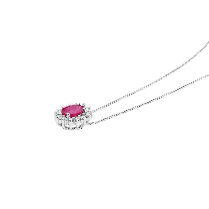 Collana donna in oro bianco con diamanti e rubino gioiello Comete Contessa glb 1568