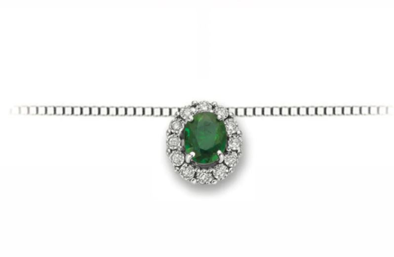 Damenschmuckhalskette aus Weißgold und Smaragd mit Diamanten dhpe9401.005