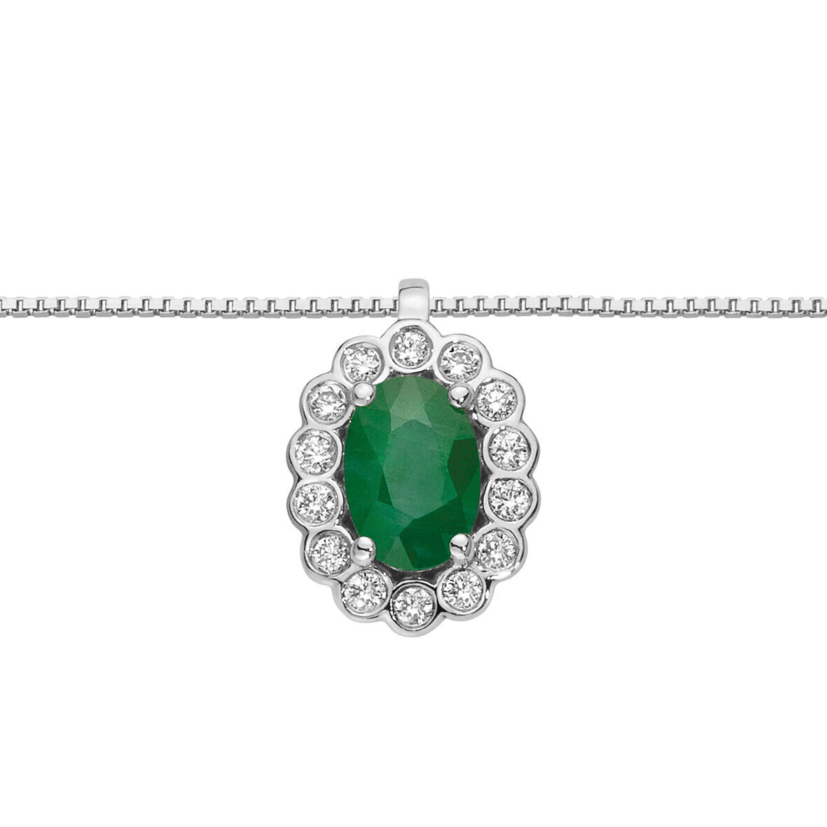 Collana donna in oro bianco e smeraldo e brillanti Donnaoro luce dhpe9574.008