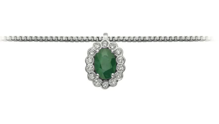 Collana donna in oro bianco e smeraldo e brillanti Donnaoro luce dhpe9574.008
