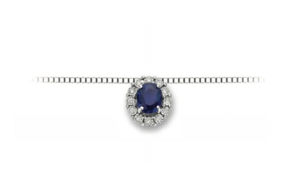 Collana donna in oro bianco e zaffiro con brillanti Donnaoro luce dhpz9401.005