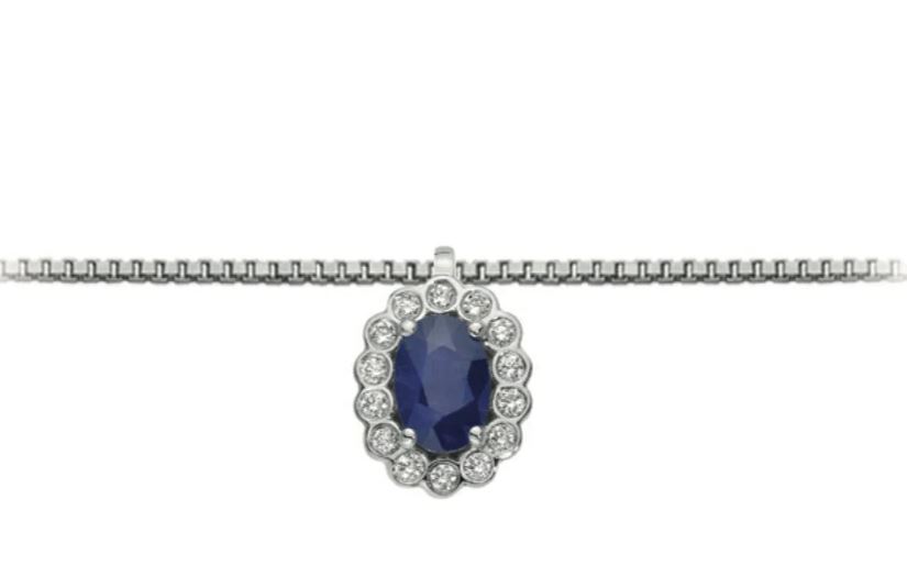 Damenhalskette aus Weißgold und Saphir mit Diamanten Donnaoro luce dhpz9574.008