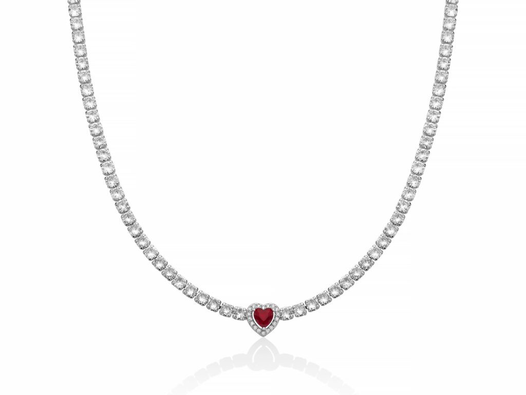 Collana donna kiara in acciaio con cuore rosso kcld3964b