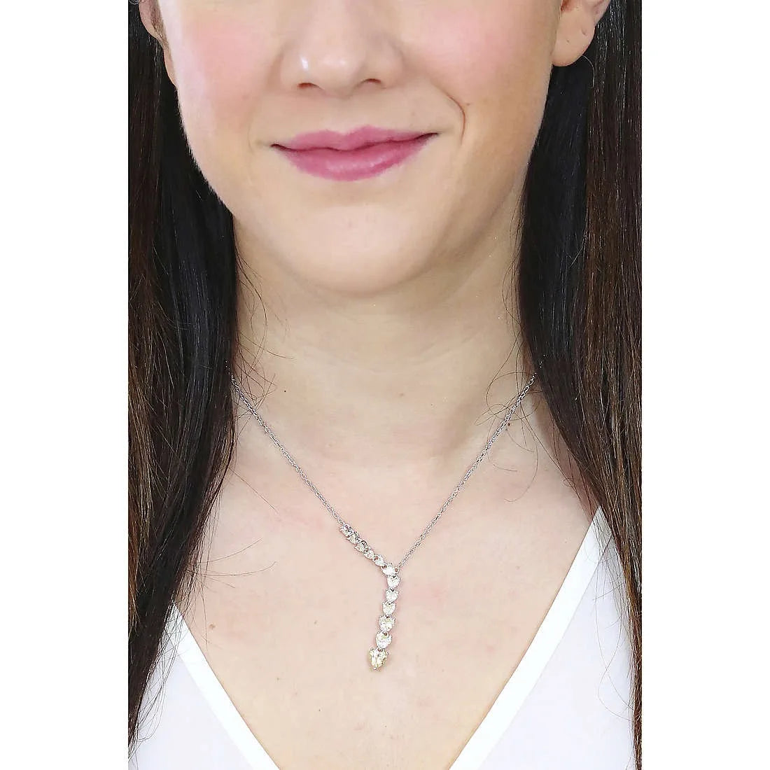 Damen-Halskette lang Comete Schmuck mit Kristallen gla 245
