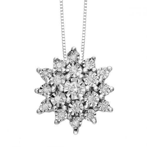 Collana donna marchio Donnaoro con pendente fiore in oro bianco con diamanti DFPF3583.014