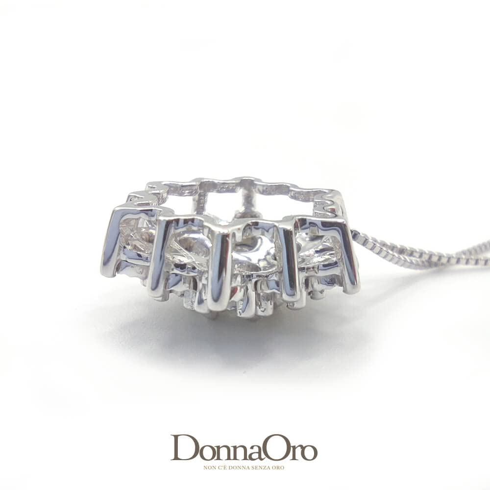 Collana donna marchio Donnaoro con pendente fiore in oro bianco con diamanti DFPF3583.014