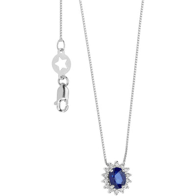 Collana donna oro bianco con diamanti e zaffiro gioielli Comete Contessa glb 1567