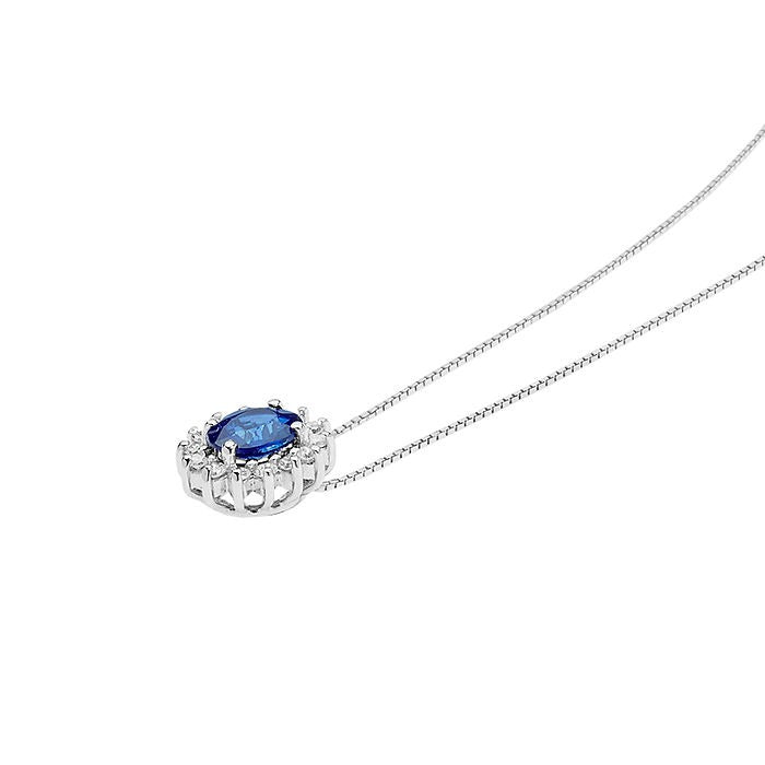 Halskette Damen Weißgold mit Diamanten und Saphir Comete Schmuck Contessa glb 1567