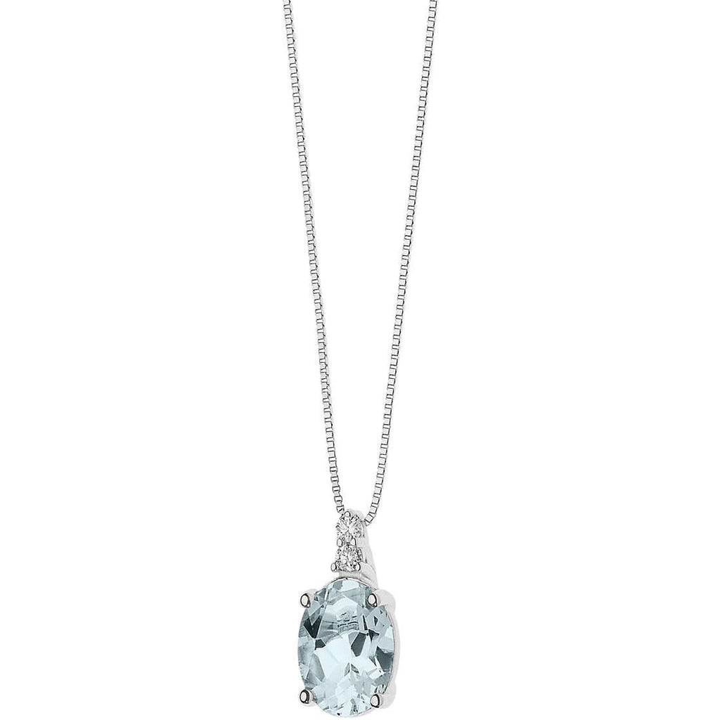 Collana donna oro bianco diamanti e acquamarina gioielli Comete Fantasia Di Colore glq 267