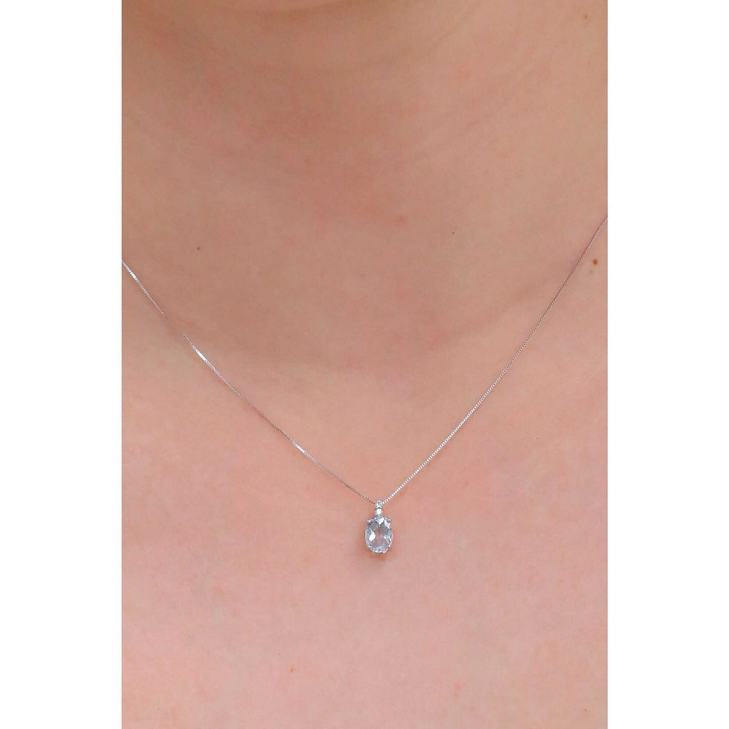 Collana donna oro bianco diamanti e acquamarina gioielli Comete Fantasia Di Colore glq 267
