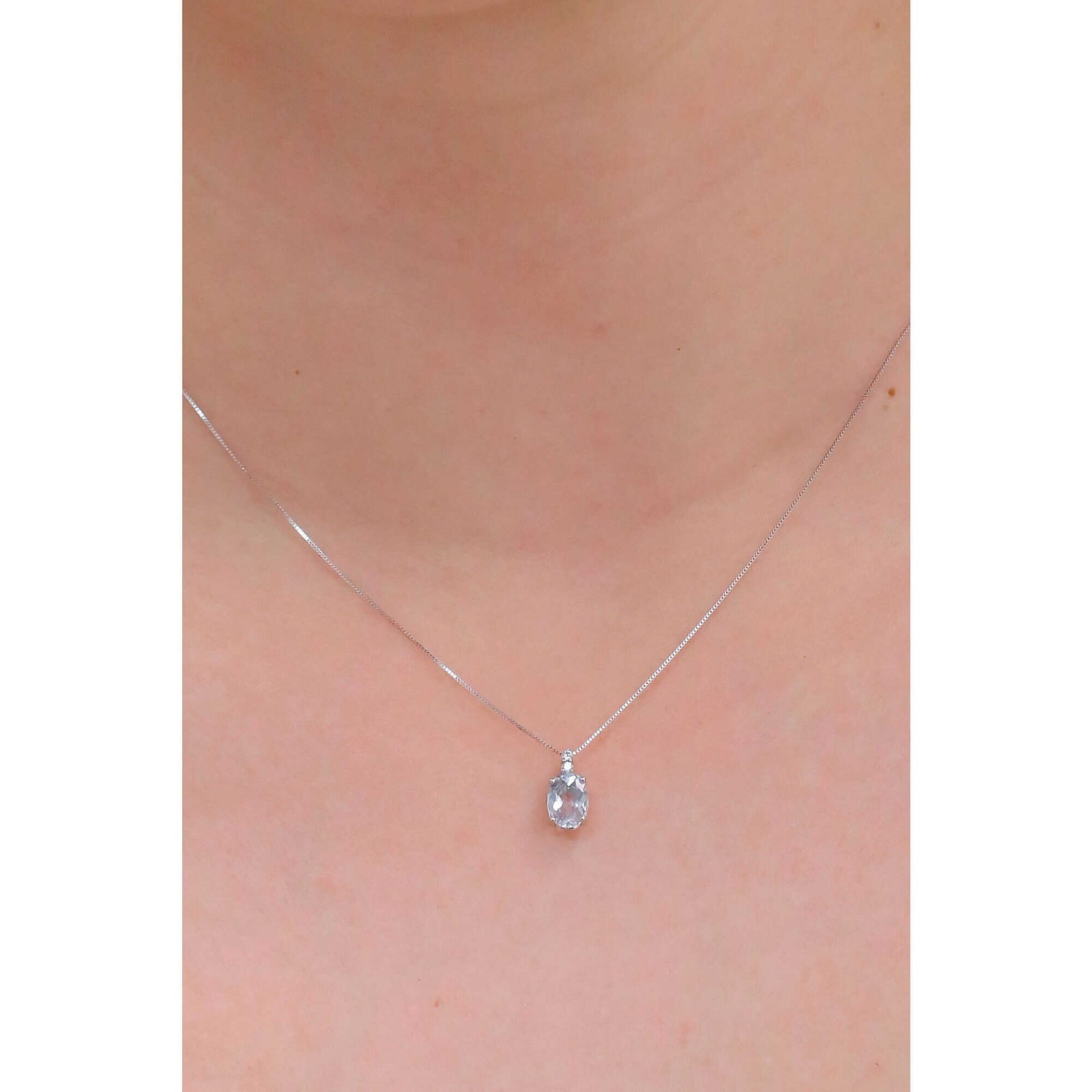Collana donna oro bianco diamanti e acquamarina gioielli Comete Fantasia Di Colore glq 267