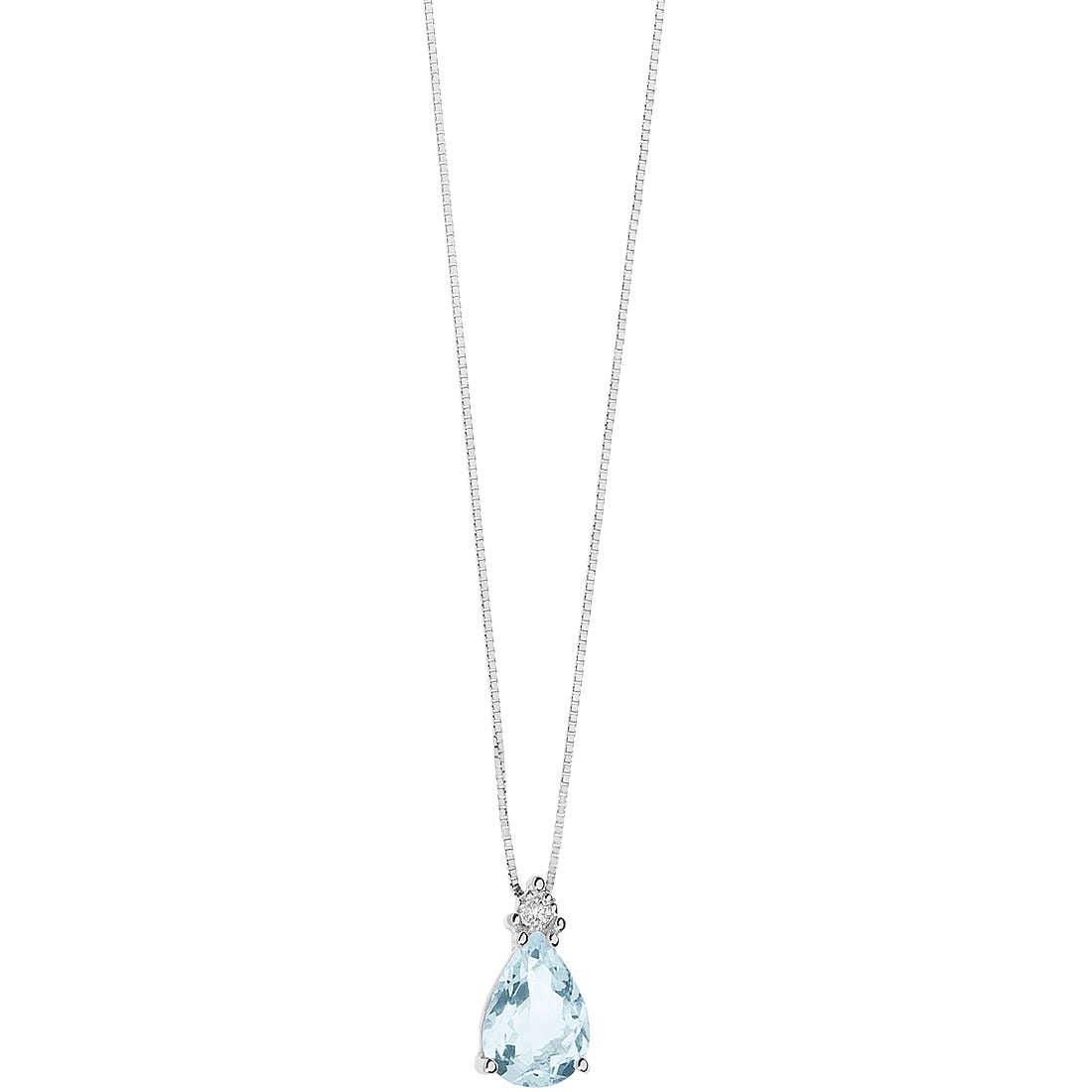 Collana donna oro bianco e diamante gioielli Comete Fantasia Di Acquamarina glq 279