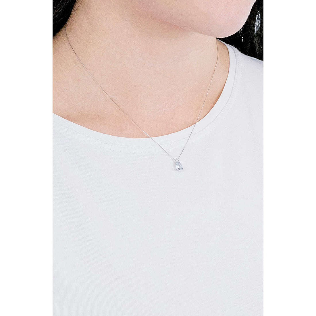 Collana donna oro bianco e diamante gioielli Comete Fantasia Di Acquamarina glq 279
