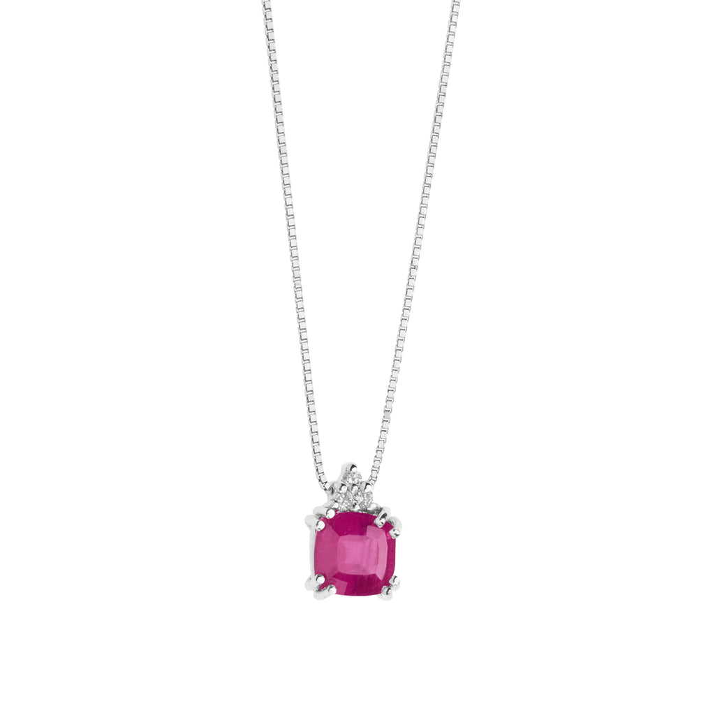 Damenhalskette Weißgold Rubin mit Diamanten Gioielli Comete Storia di Luce GLB 1513