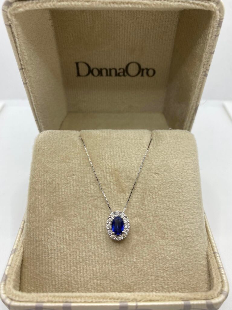 Collana donna oro con zaffiro Ct 0.50 e diamanti lpz10094.006