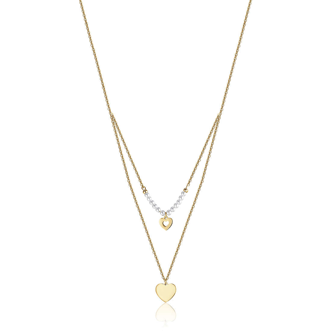 Collana doppia con cuore donna gioielli Luca Barra ck1613