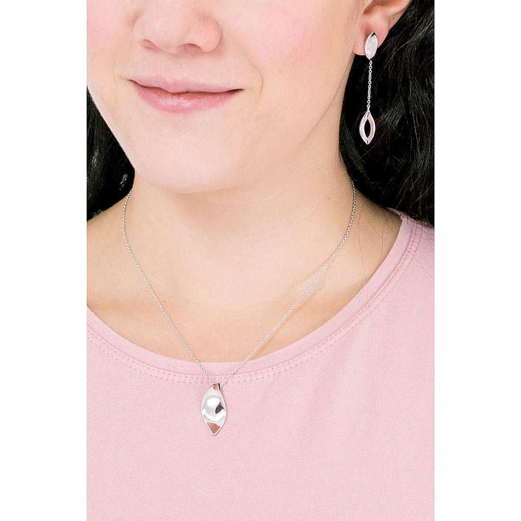 Collana e orecchini in argento donna gioielli Morellato foglia SAKH48