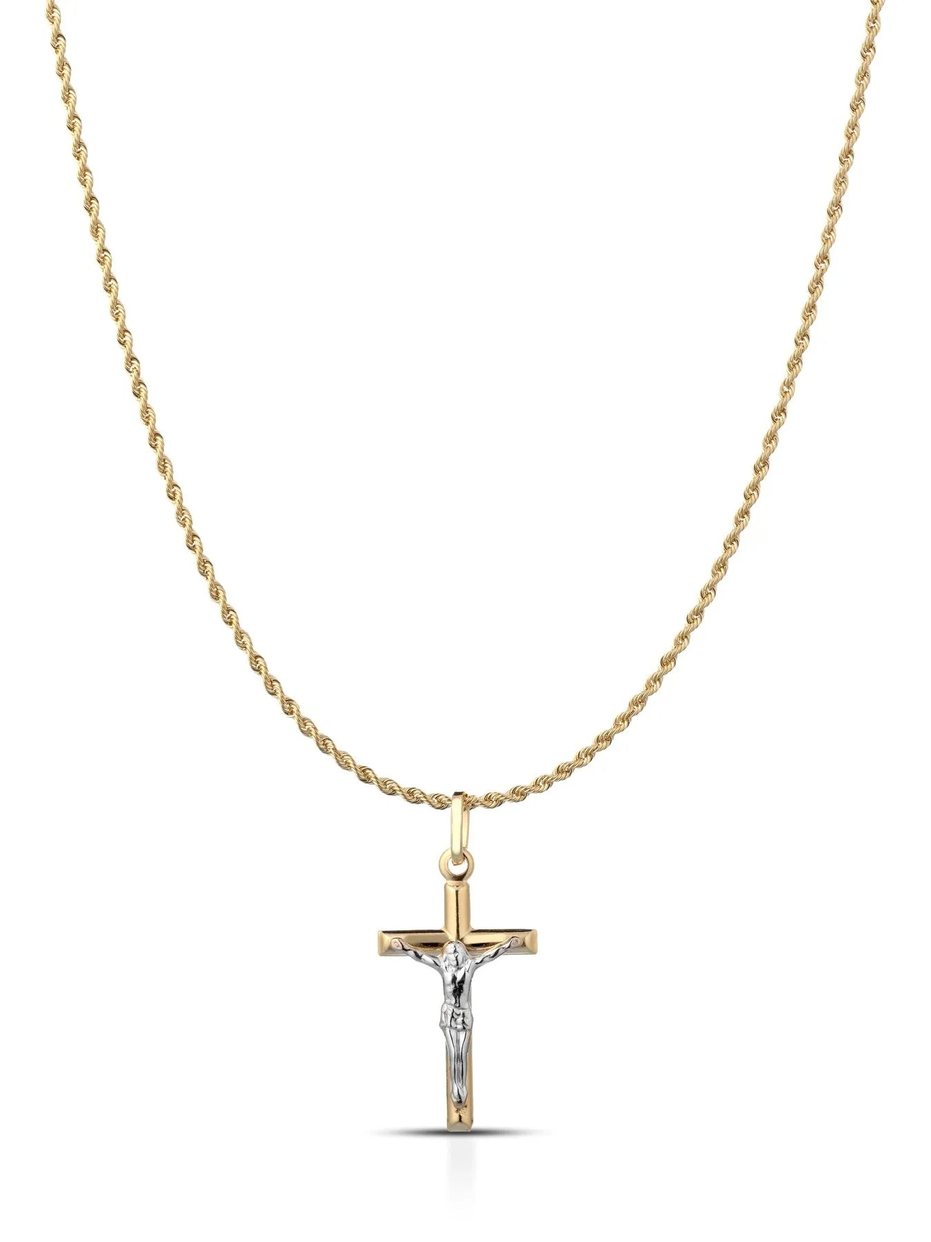 Collana funetta uomo con croce in oro giallo 18kt