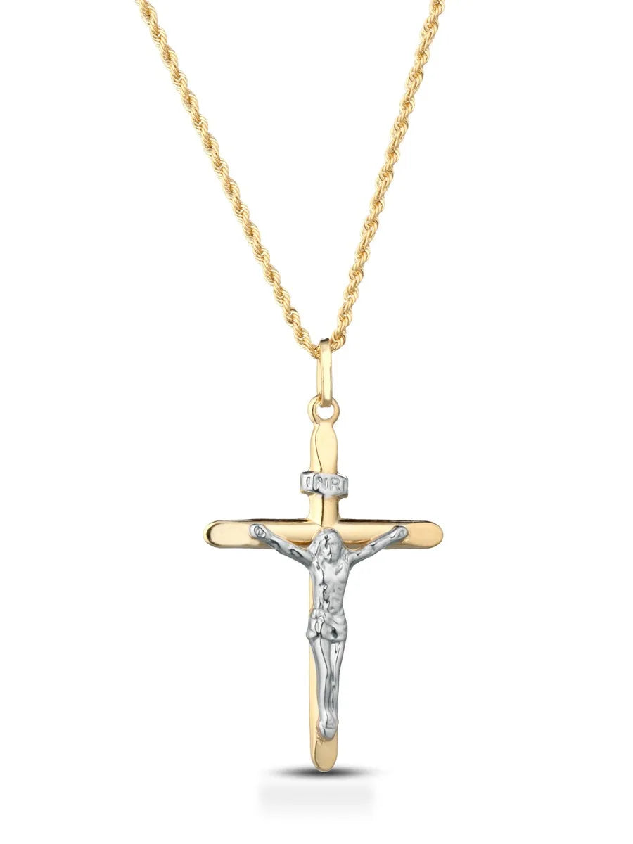Collana funetta uomo con croce in oro giallo