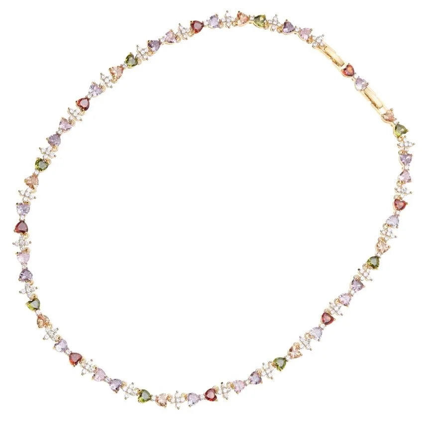 Damen-Halskette bunte Kristalle Ottaviani 501224c