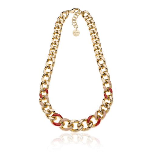 Collana groumette smalto bordeaux e beige Unoaerre donna 2182