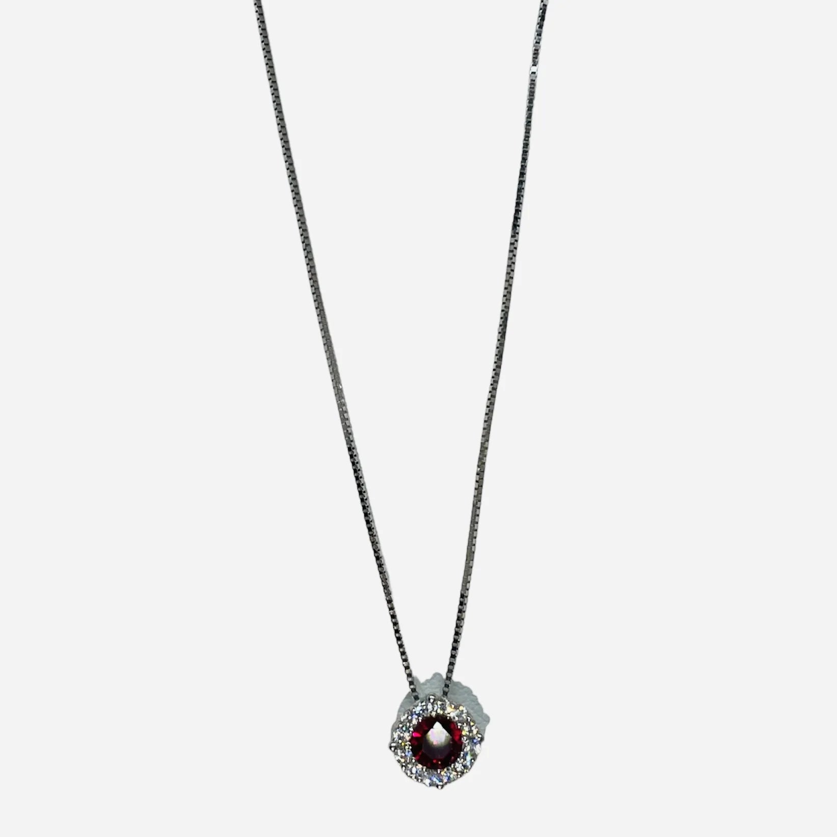 Collana iGold con piccolo punto luce rosso Oro Bianco 375 9KT