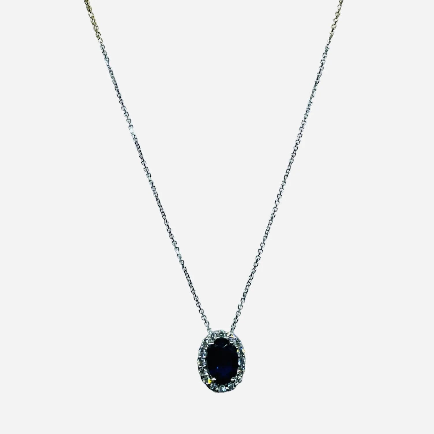 Collana iGold con punto luce blu Oro Bianco 375 9KT