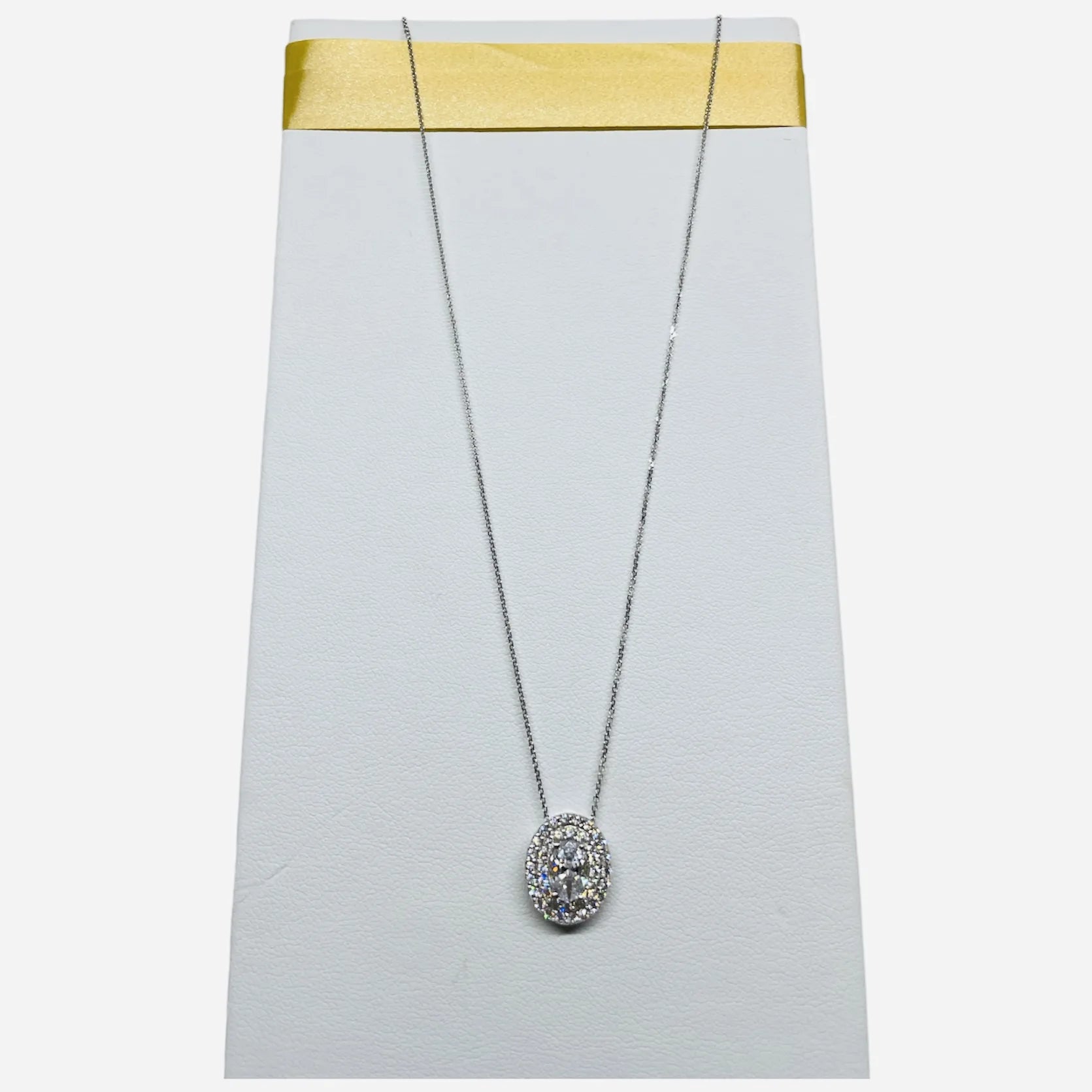 Collana iGold con punto luce elegante Oro Bianco 375 9KT