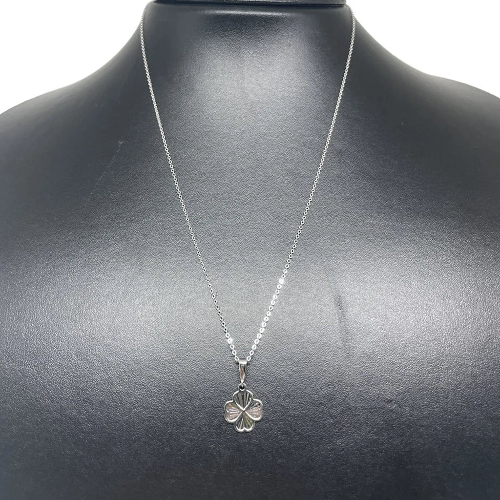 Collana iGold con quadrifoglio in Oro Bianco 375 9Kt
