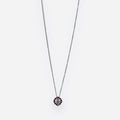Collana iGold pendete in oro bianco 375 9Kt con punto luce e cornice magenta