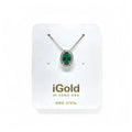 Collana in Oro Bianco 9kt 375 con Pendente Ovale Verde