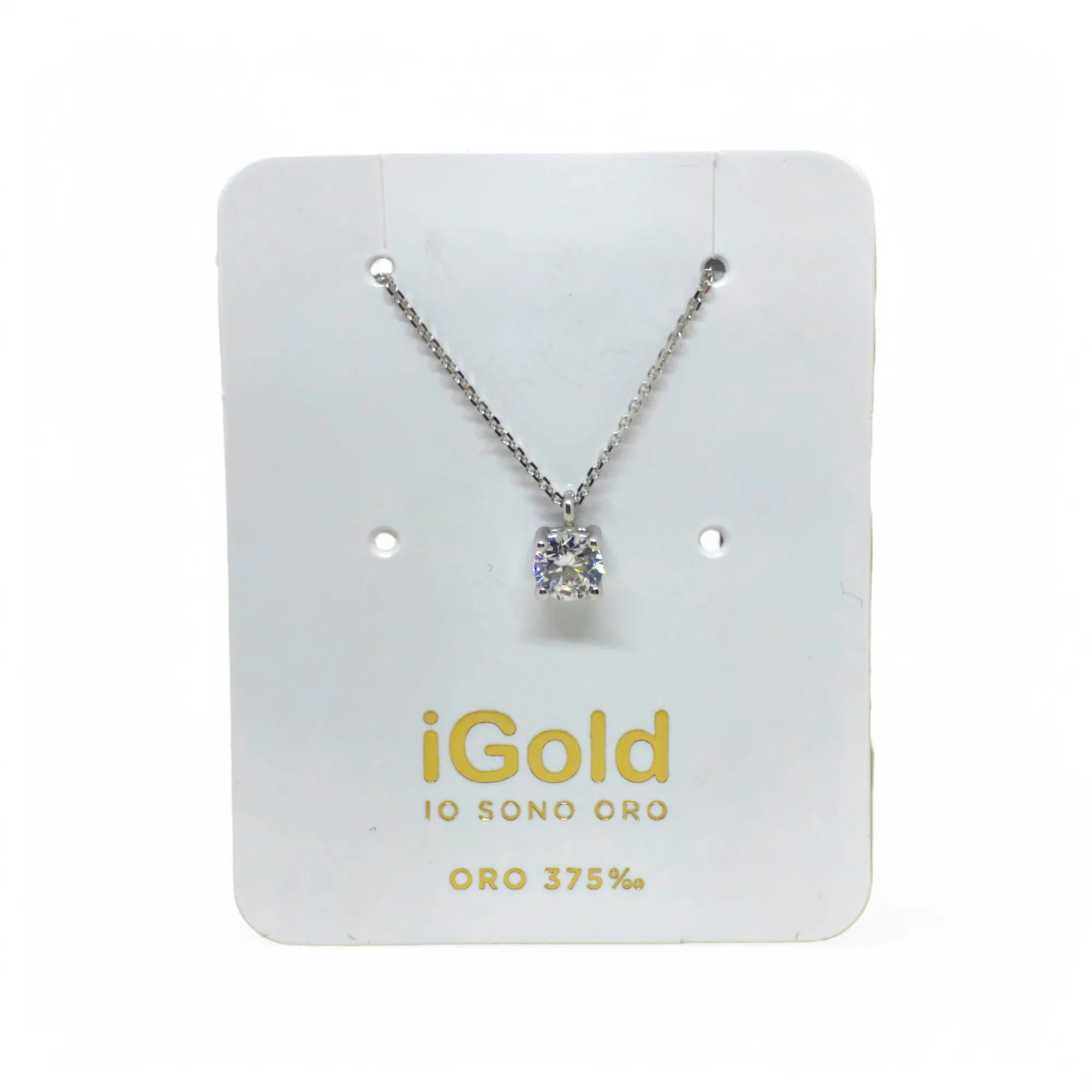 Collana in Oro Bianco 9kt 375 con Zircone Brillante