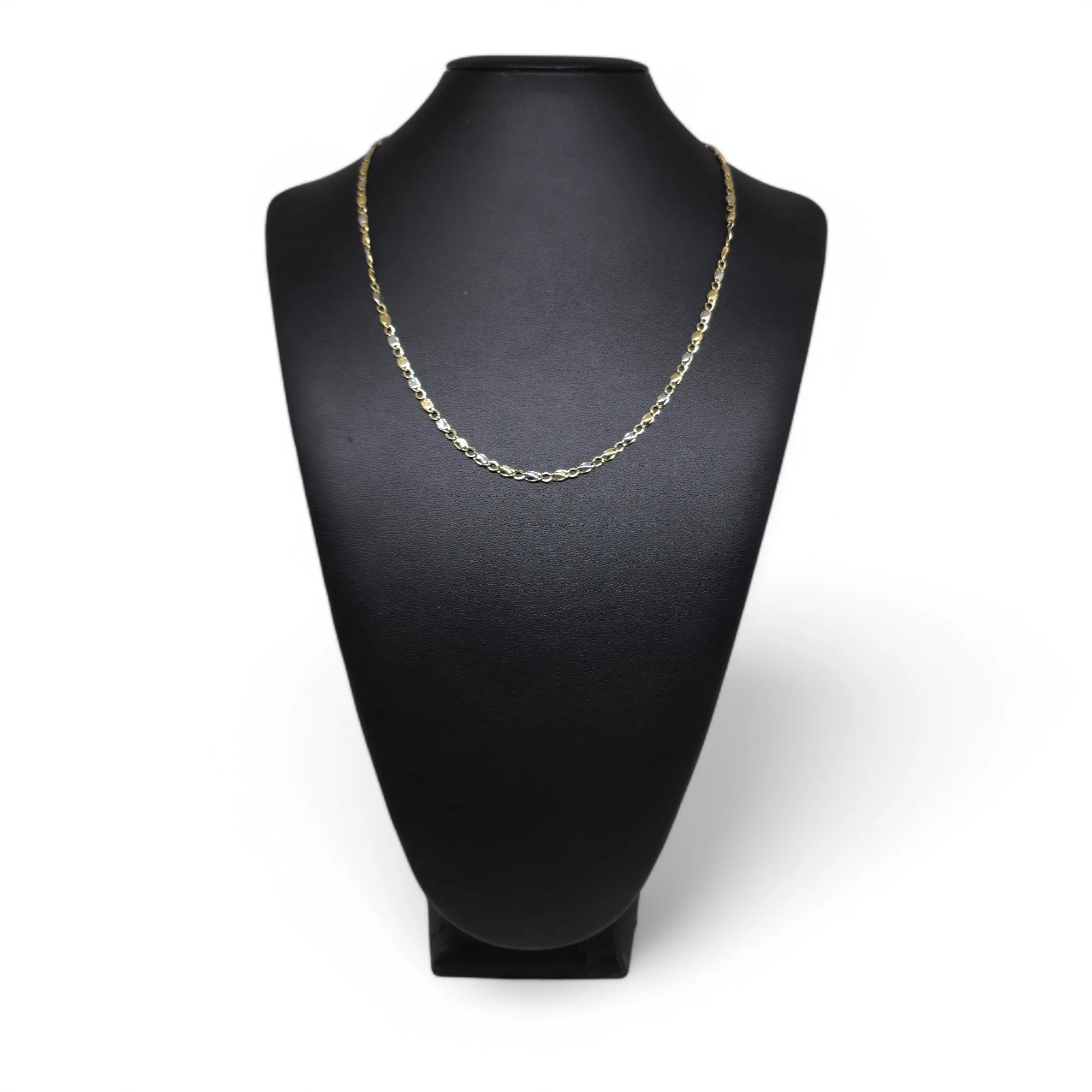 Collana in Oro Giallo e Oro Bianco 750 (18kt) maglia piatta