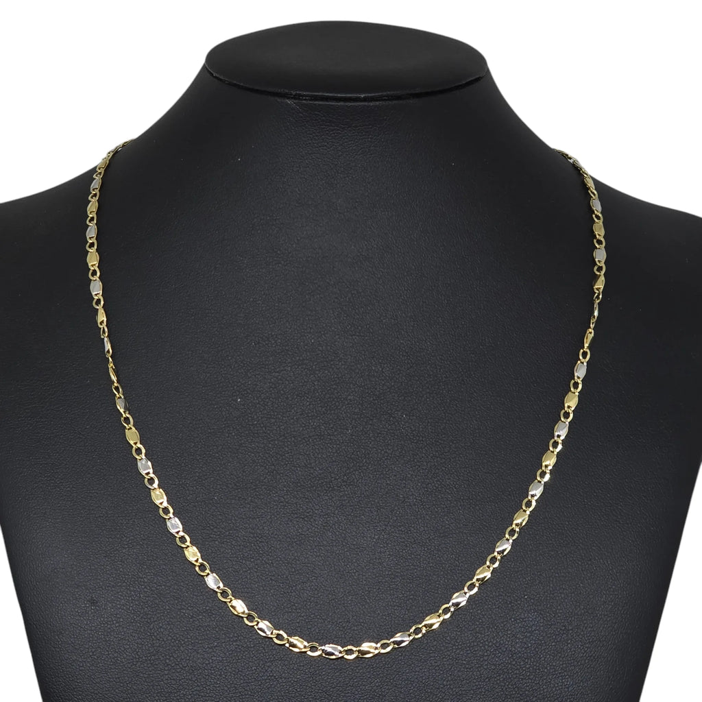 Collana in Oro Giallo e Oro Bianco 750 (18kt) maglia piatta