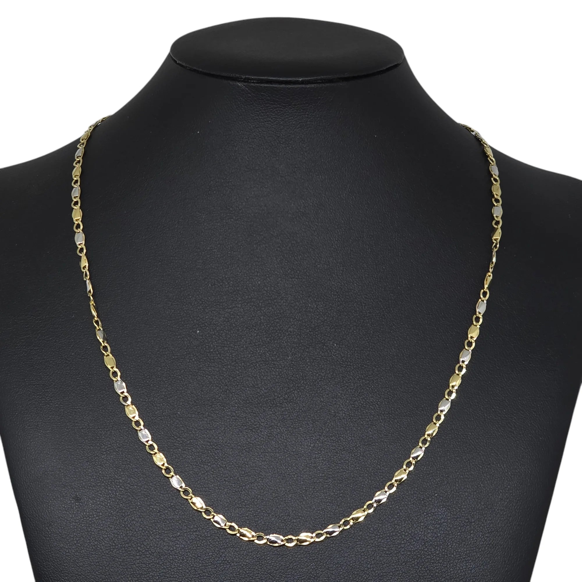 Collana in Oro Giallo e Oro Bianco 750 (18kt) maglia piatta