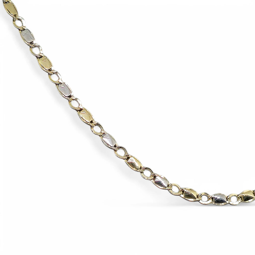 Collana in Oro Giallo e Oro Bianco 750 (18kt) maglia piatta