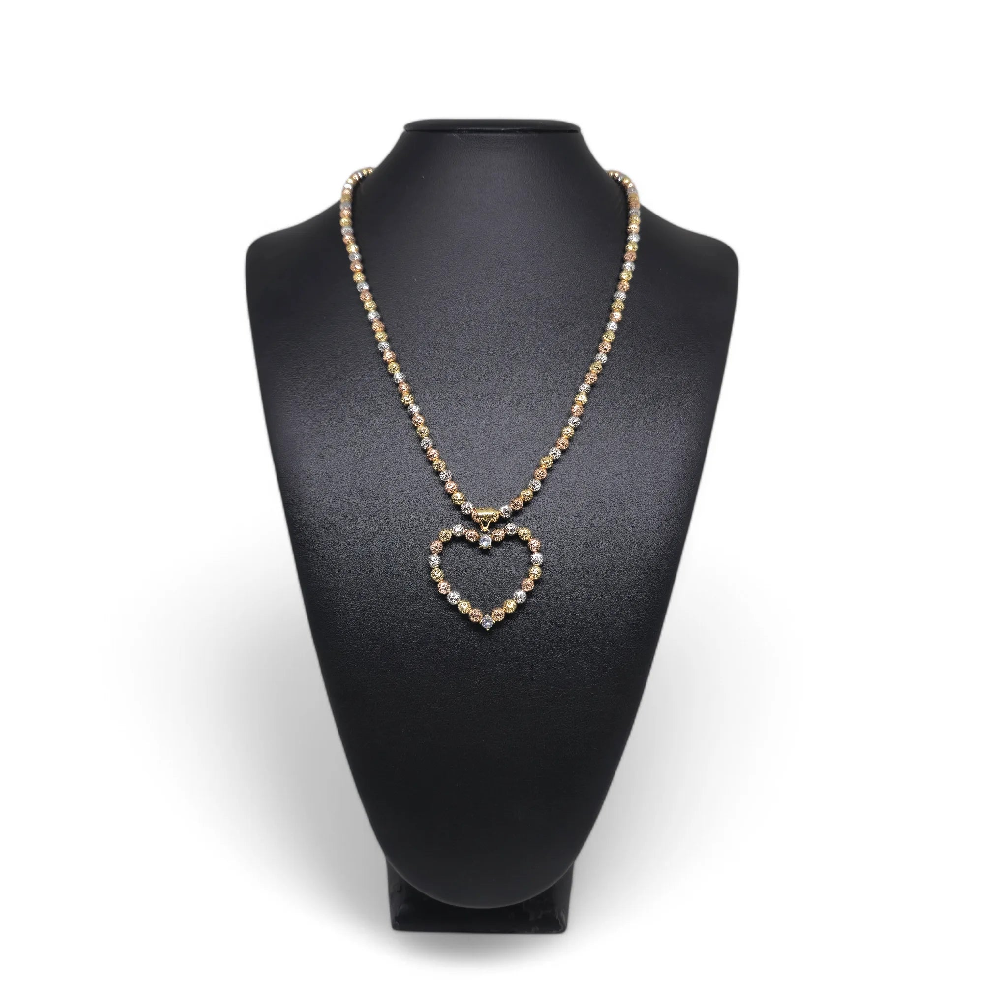 Collana in Oro Tricolore 750 (18kt) con Pendente Cuore