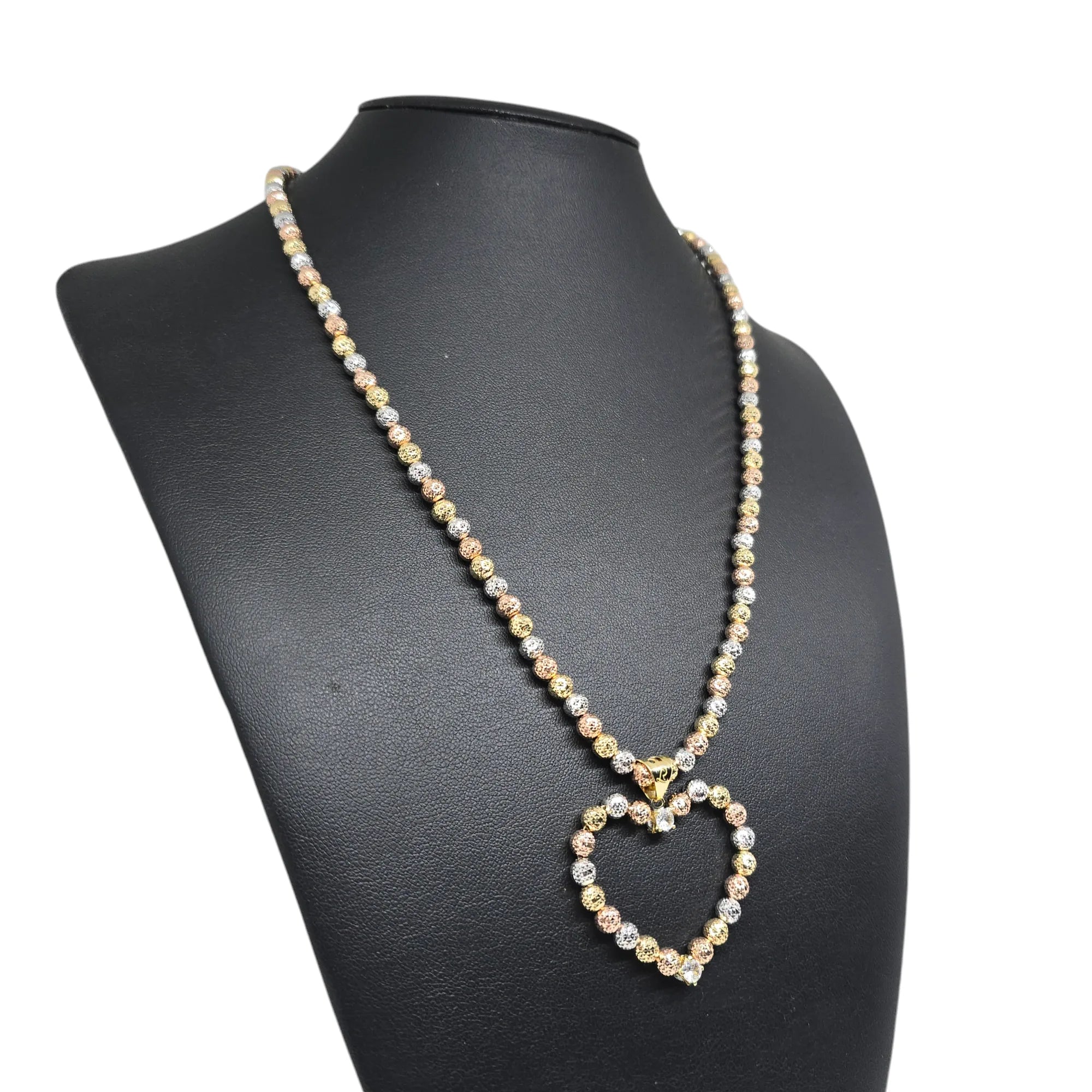 Collana in Oro Tricolore 750 (18kt) con Pendente Cuore