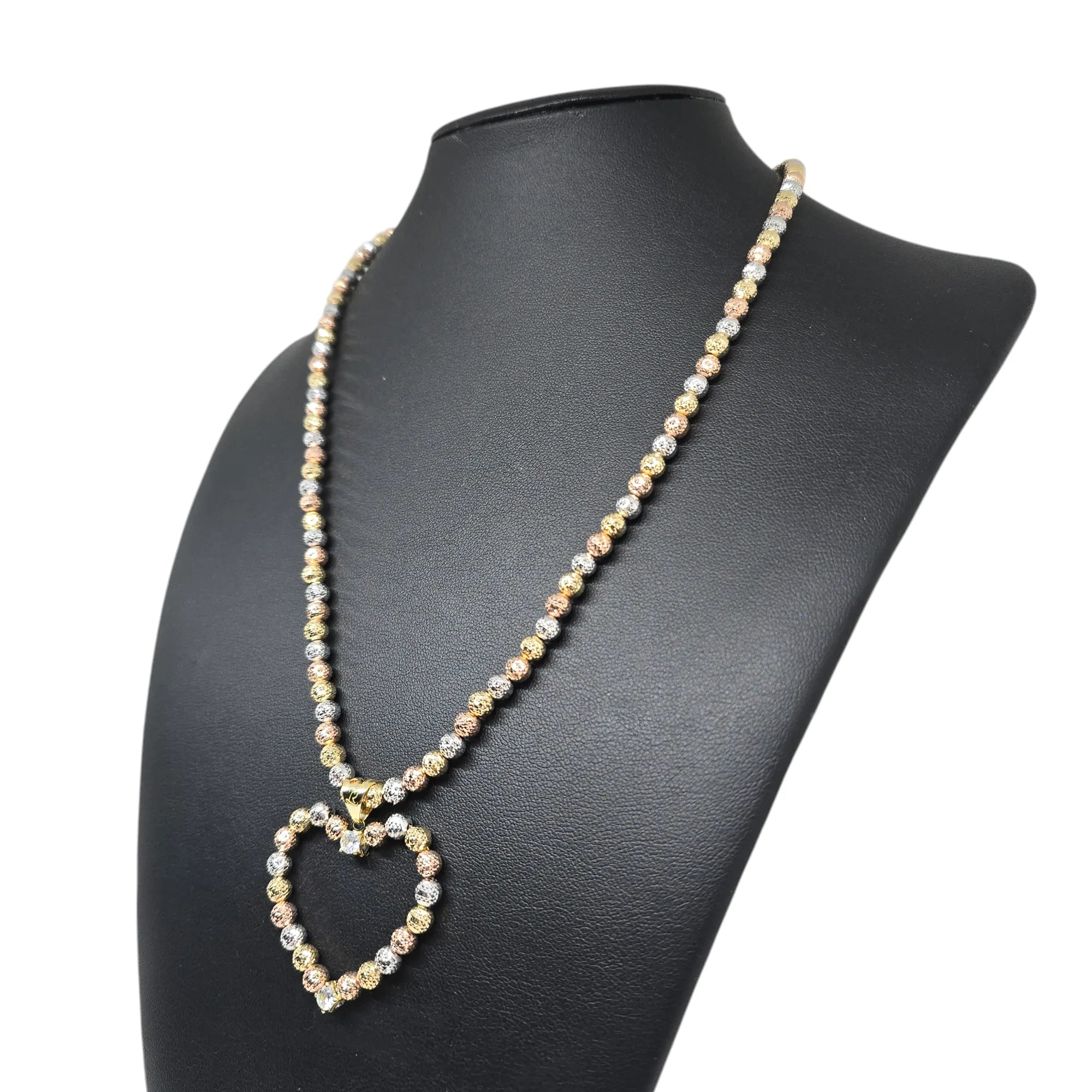 Collana in Oro Tricolore 750 (18kt) con Pendente Cuore