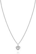 Collana in acciaio lucido con pendente a forma di cuore con cristalli. Personalizzata con cuore Ops. OPSCL-795