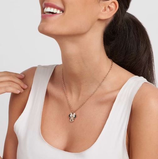Collana in acciaio rosato con viso di Minni e strass 1672055