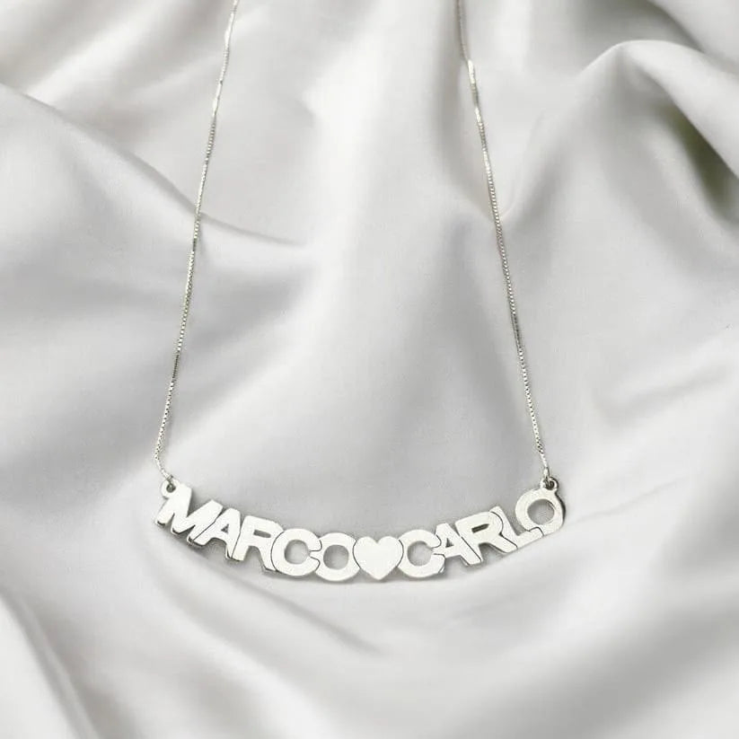 Collana in argento 925 unisex con nome doppio
