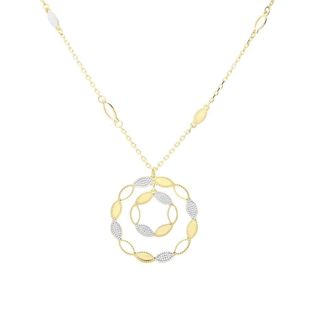 Collana in bronzo dorato con cerchi pendenti bicolore