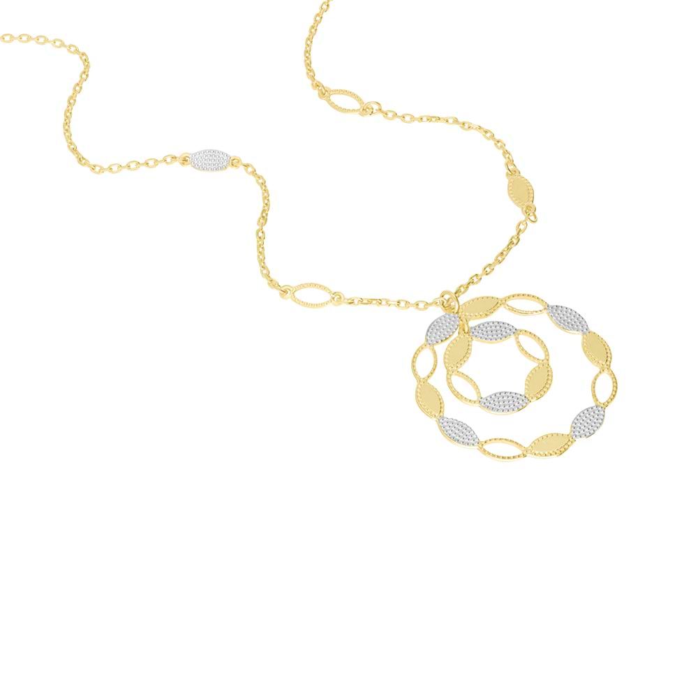 Collana in bronzo dorato con cerchi pendenti bicolore