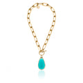 Collana in bronzo dorato con cristallo turchese Unoaerre donna 2037