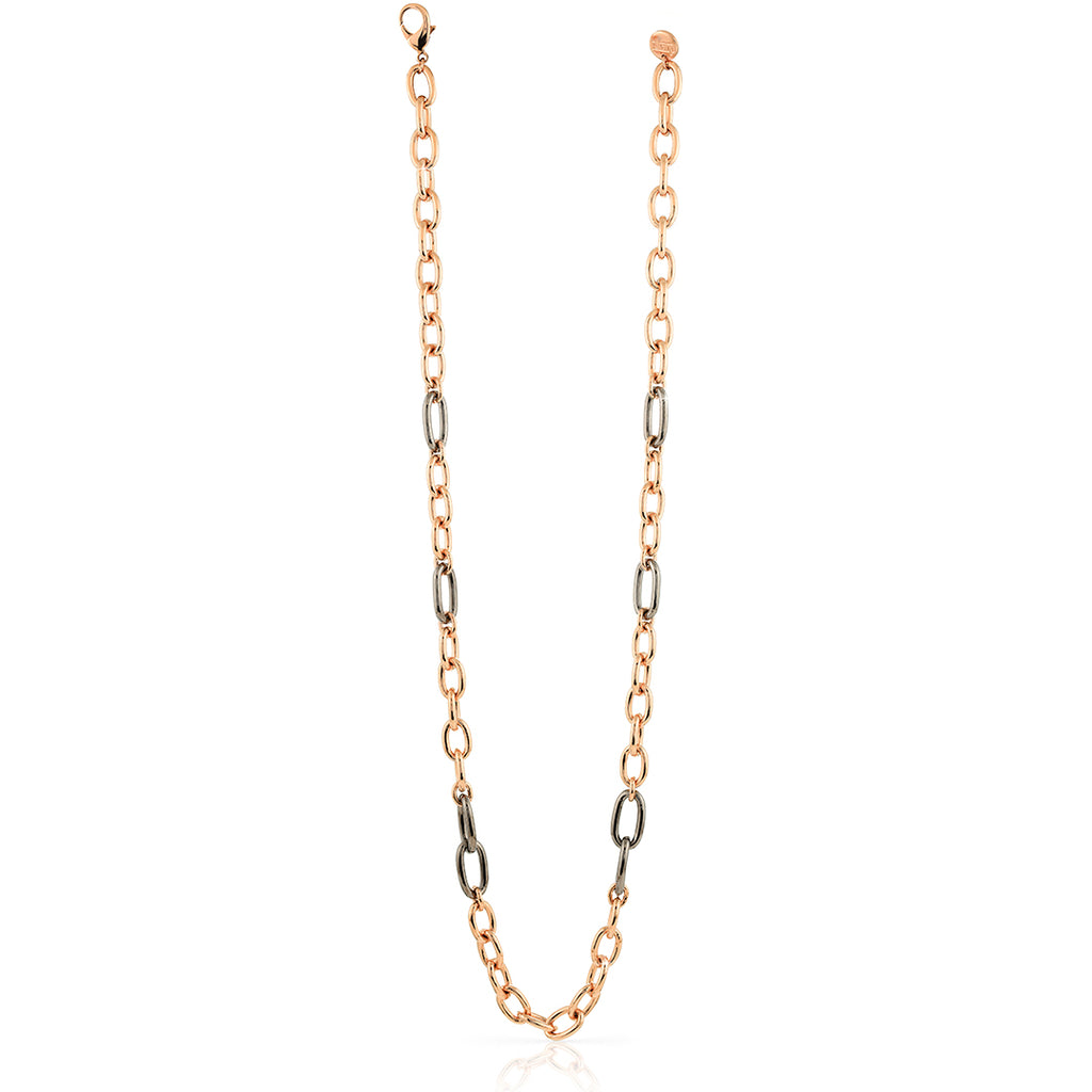 Collana in bronzo dorato rosa e nero Unoaerre donna 1675