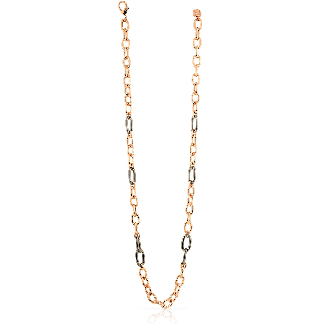 Collana in bronzo dorato rosa e nero Unoaerre donna 1675