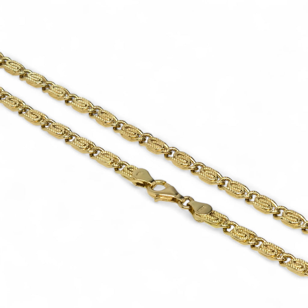 Collana in oro 18 carati maglia intrecciata martellata