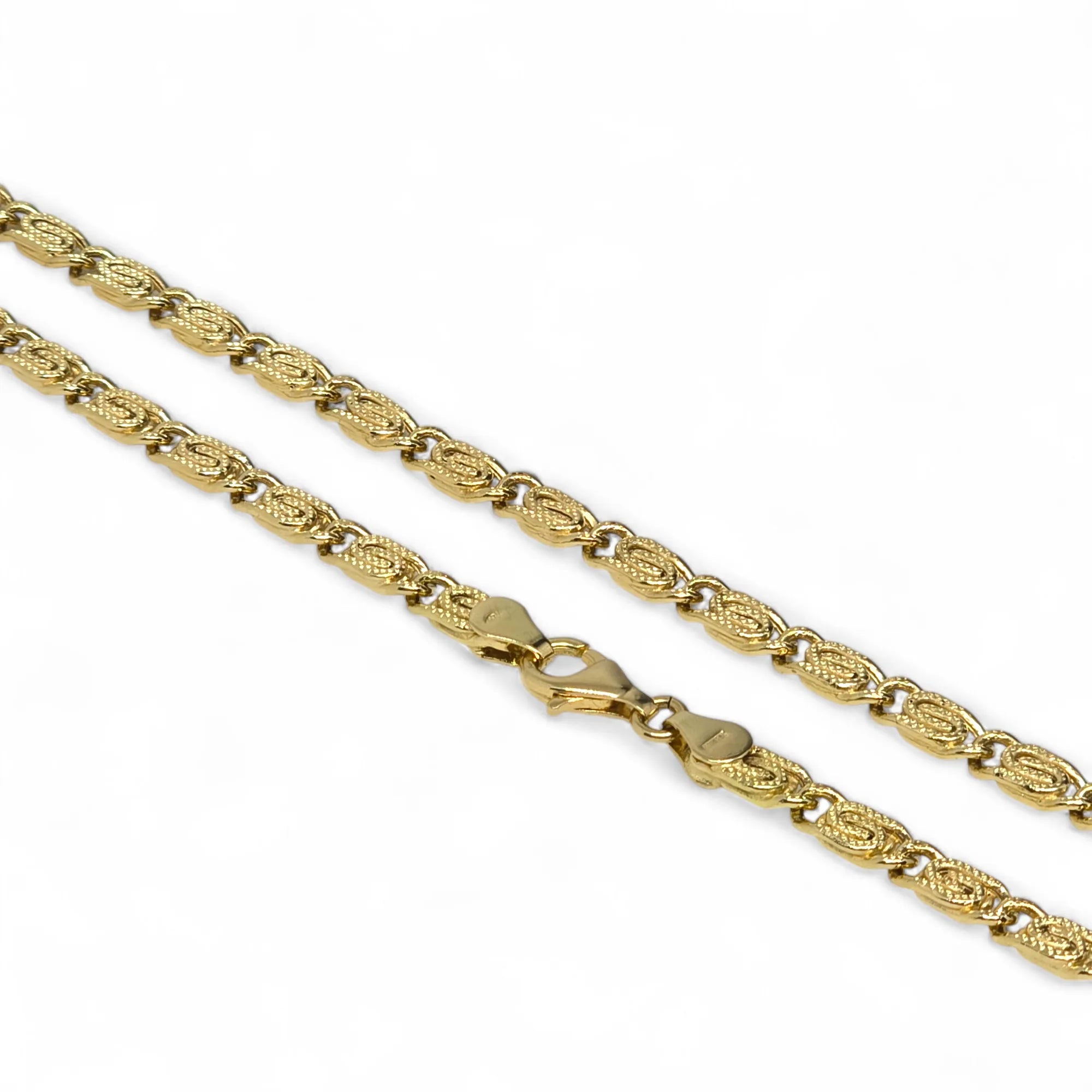 Collana in oro 18 carati maglia intrecciata martellata