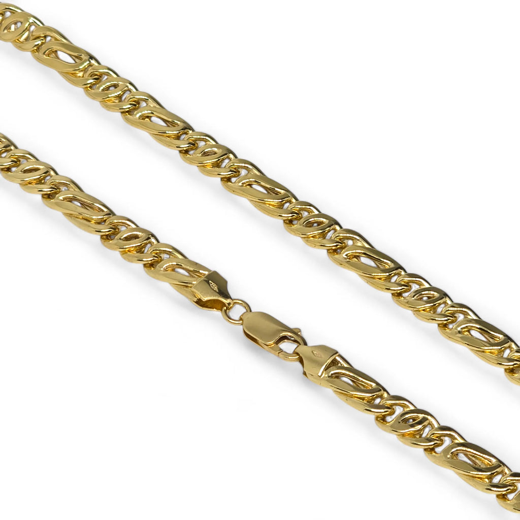 Collana in oro 18 carati maglia piatta mista alternata